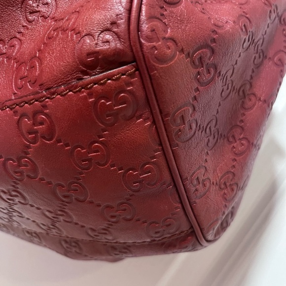 GUCCI Red Wine Burgundy Guccissima Large Sukey Leather Tote Hobo Shoulder Bag - Picture 9 of 12